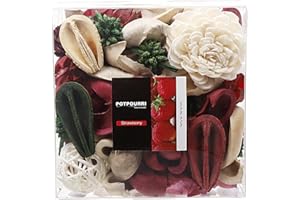 Qingbei Rina Red Potpourri,Strawberry Scented Christmas Potpourri Bowl Filler Dried Flowers,Decorative Vase Filler,Home Fragrance Perfume Sachet,9.8 Oz