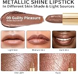Oulac Metallic Shine Glitter Lipstick Brown High Impact Lipcolor 4.3 g view 6