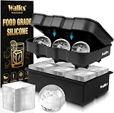 Walfos Silicone Ice Cube Moulds Set Large Square & Sphere Ice Ball