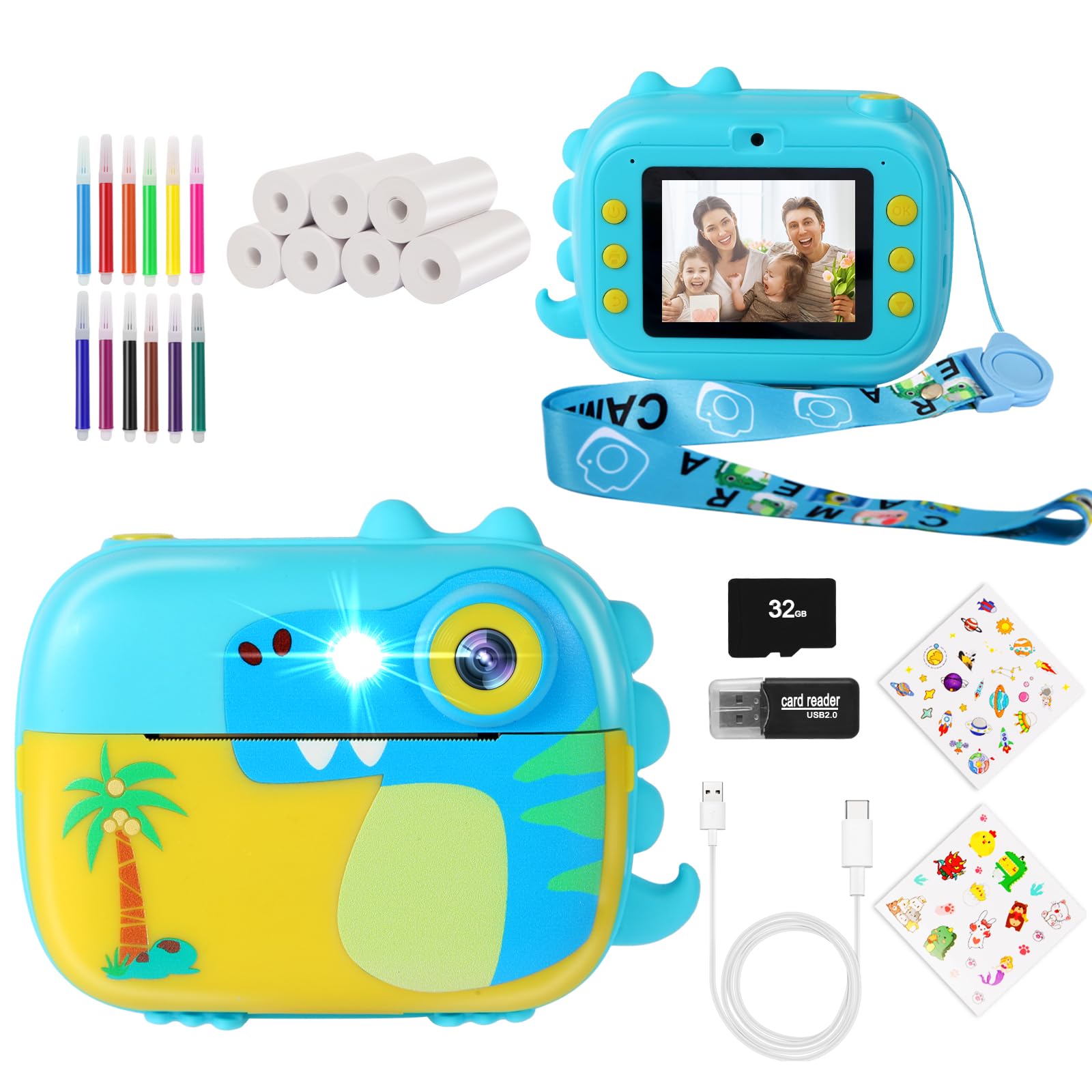 ARNSSIEN Kids Camera Instant Print,Children Digital Camera Toys with HD Video for Kids Aged 3-12,Christmas Birthday Festival Present for Girls Boys,with 7 Rolls Instant Paper,M3