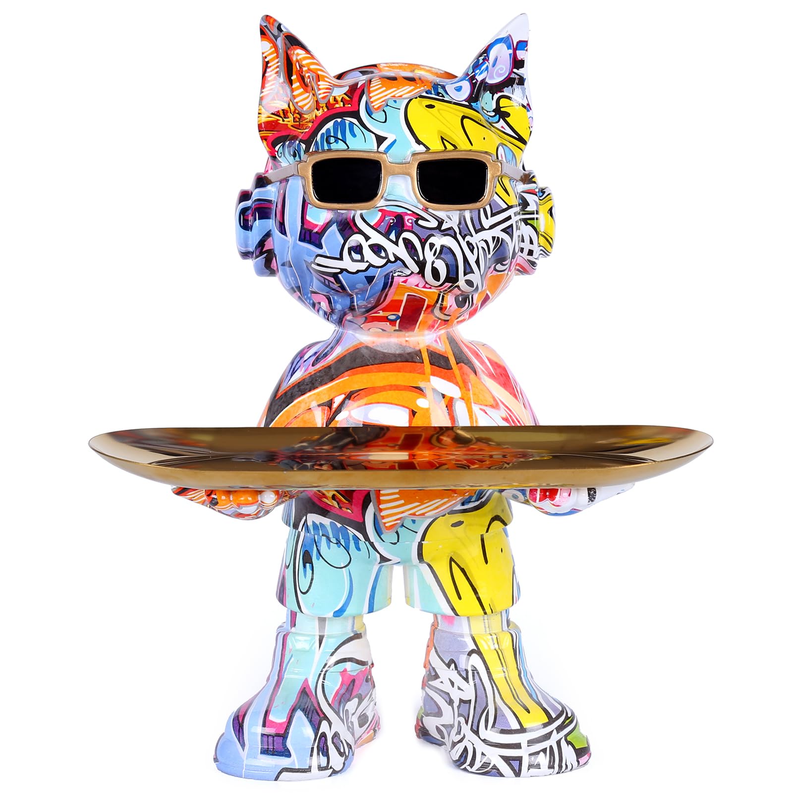 French Bulldog Statue with Candy Tray - Resin Bulldog Sculpture for Home Decoration & Entryway