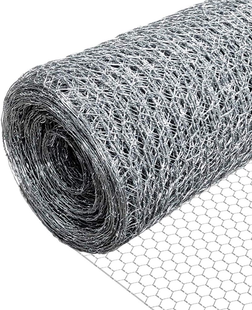 VOUNOT Galvanized Hexagonal Chicken Wire Mesh Roll 1m x 25m 25mm
