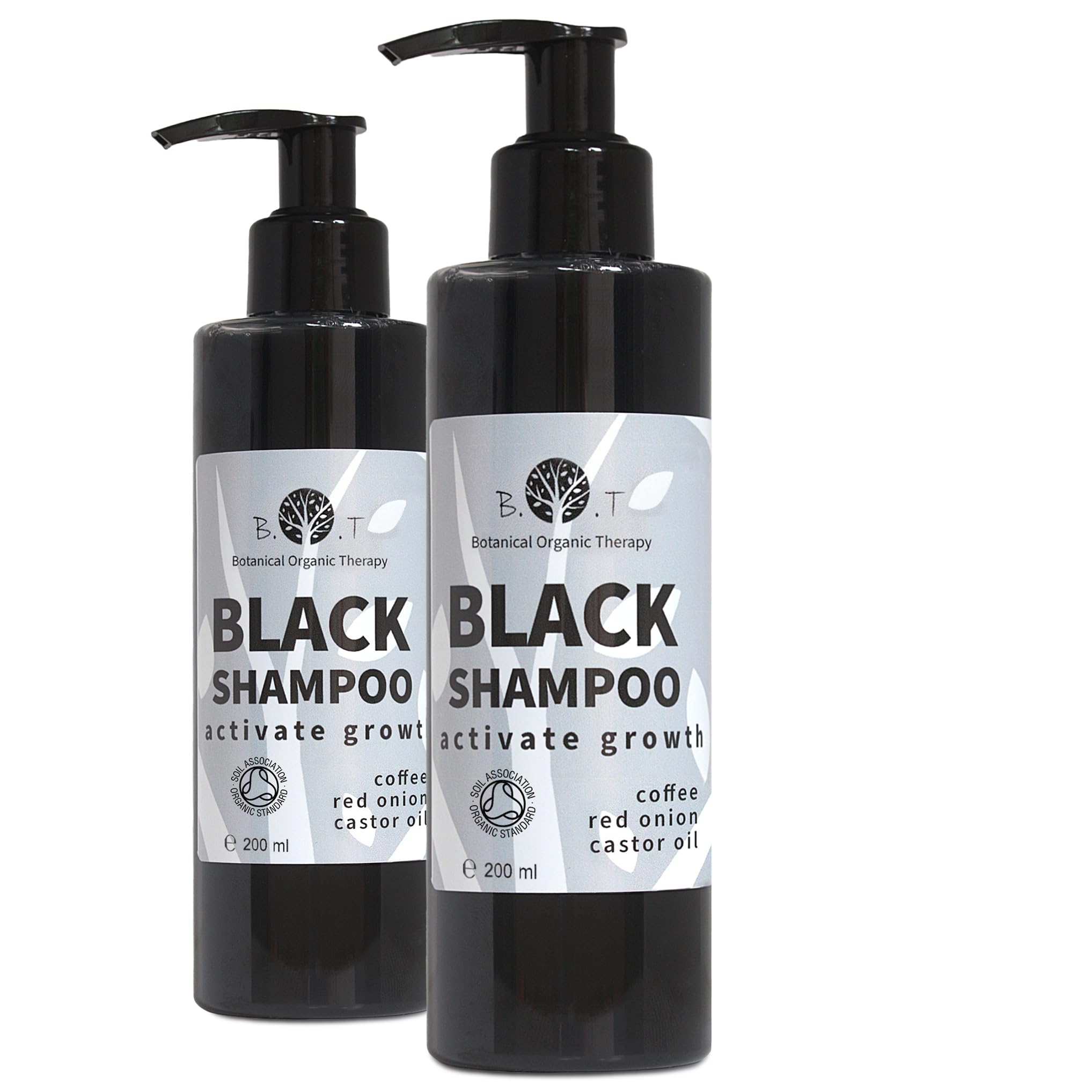 Black Shampoo Greasy Hair, Hair Growth, Anti-Hair Loss, Dandruff & Itchy Scalp, Sebum Control. Onion, Caffeine and Castor Oil. Paraben FREE, Sulphate FREE, Silicone FREE - 2 x 200 ml