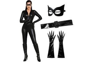 Morph Black Catsuit For Women Leather Jumpsuit Womens Adult Black Cat Suit Halloween