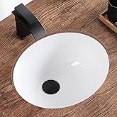 KDKSC Small Undermount Bathroom Sink 15.4"x13.2" Oval Undermount Sink White Ceramic Bathroom Sinks Under Counter Sinks with O