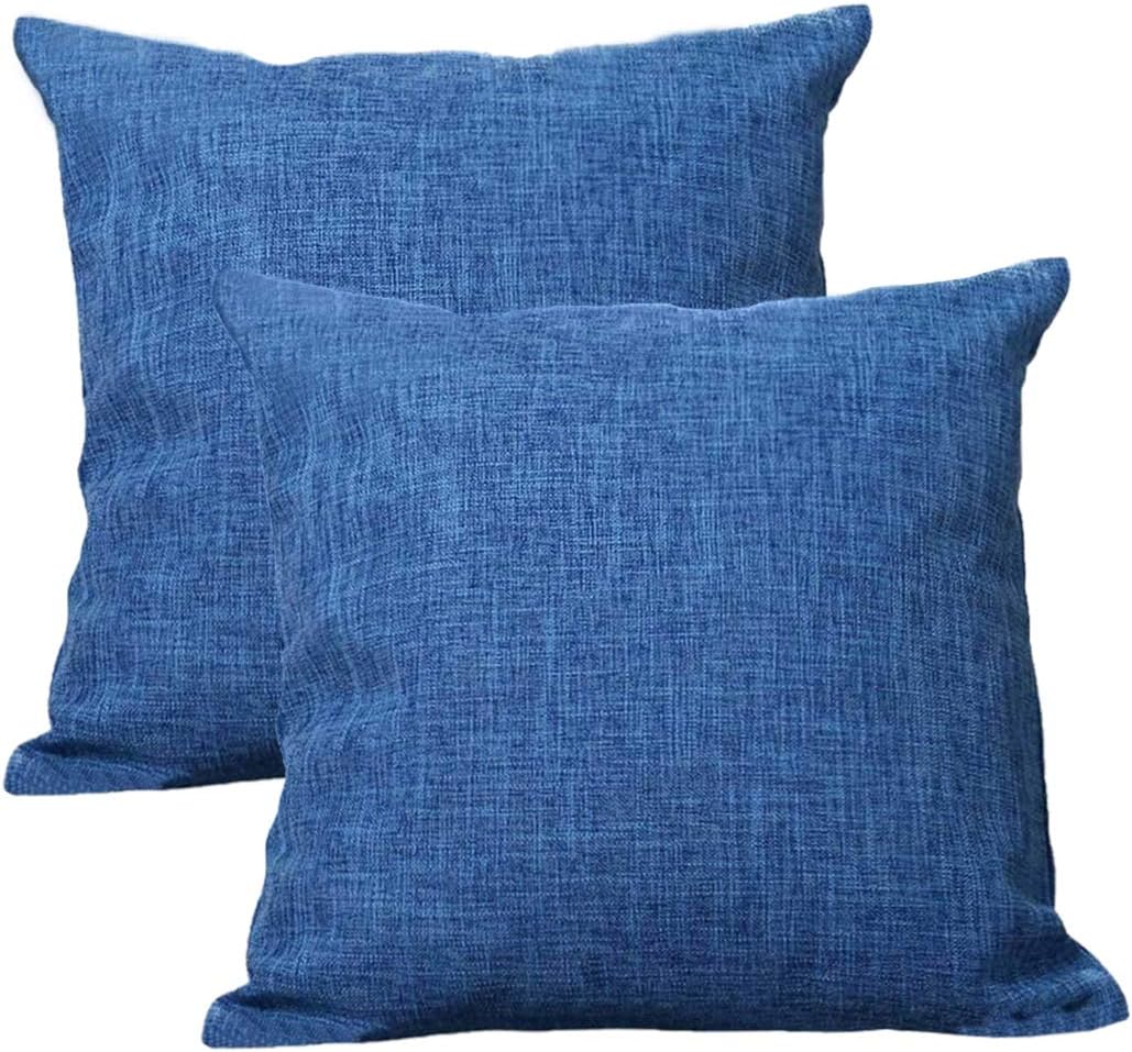ALHXF 2 Pack Burlap Linen Throw Pillow Cover 16"X16" Home Decorative Solid Square Pillowcase, Thick, Luxury, Handmade with Invisible Zipper for Sofa Couch Bed, Car, Camping, Office