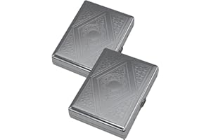 NESCOPE 2 Pack Metal Cigarette Case for Regular,King and 100's Size,Holds 20, Portable Double Sided Spring Clip(100mm, Silver)