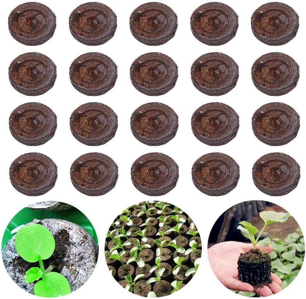 Vanproo 20Pcs 25mm Seed Starting Plugs Pallet Seedling Soil Block, Seed Fertilizer Nutrient Block Compressed Peat Block Plant Starter Pellets, Peat Pellets Starting Plugs Pallet Seedling Soil Blocks