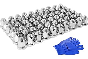 HQALTY 60Pcs Lug Nut Covers 33mm Bullet Flanged ABS Chrome Plastic Anti-Rust Push-on Nut Covers for Semi Trucks