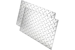 Evecad 12 x 8 Inches Aluminum Diamond Tread Plate Flat Sheet, Aluminum Sheet Plate for Cargo Trailer Truck, Commercial Residential, Work Bench, Garage, Silver, 2Packs