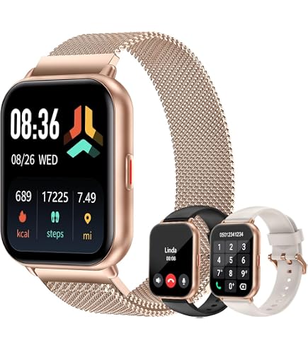 Kriutefy Smart Watch Fitness Tracker  waterproof. Android and IOS compatible New Amazon.com: Smart Watch for Women Men 3 Bands (Answer/Make  main image 3