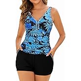 Arolina 2025 Women's Tankini Swimsuits with Pockets Tummy Control Two Piece Bathing Suits with Boy Shorts