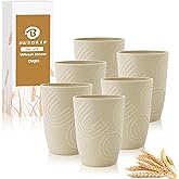 BUSOKIP 12 oz Wheat Straw Cups Set of 6, Alternatives to Plastic Cups Reusable, Unbreakable Water Cups, Dishwasher Safe Kitchen Cup, Small Water Cups for Kitchen (Beige)