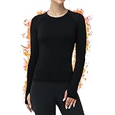 Roadbox Women Thermal Shirts, Warm Long Sleeve Fleece Lined Underwear Tops, Winter Ski Workout Base Layer for Cold Weather
