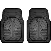 CAR PASS Heavy Duty Rubber Car Mats, Deep-Dish 2-Piece Car Floor Mats Front Only, All Weather Protection Universal Trim-to-Fit for SUVs Trucks Sedans, Waterproof Anti-Slip, Black