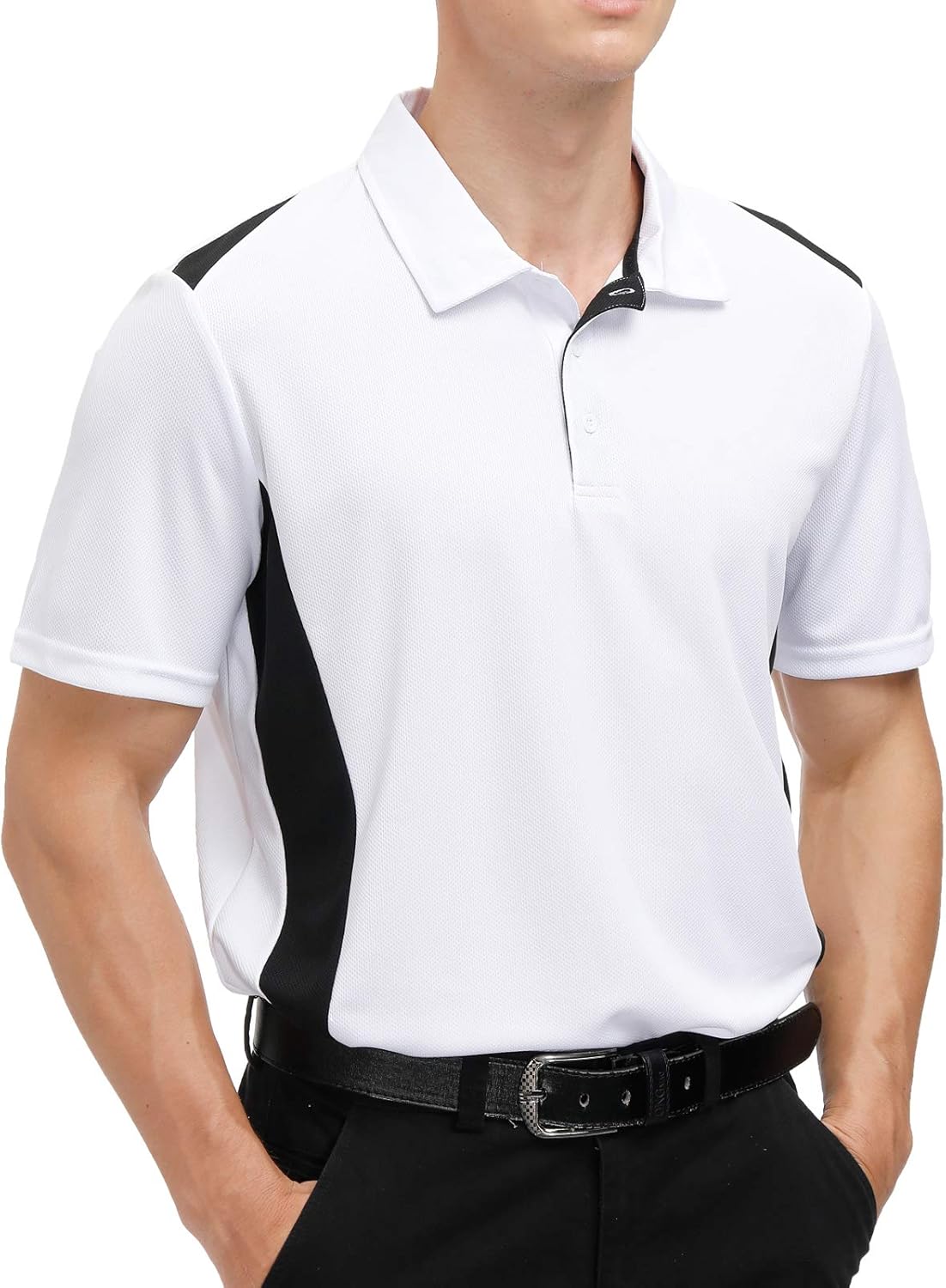Sports Polo Shirts for Men Big and Tall Short Sleeve Side Blocked Performance Golf Polo: Clothing