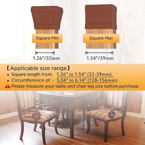 16 PCS Square Chair Leg Floor Protector, Silicone Chair Leg Cover