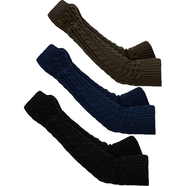 Lemoyoung Women's Cashmere Fingerless Gloves - 2 Pairs Warm Arm Warmers In Black & Dark Grey