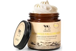 CADDISE Suif de bœuf fouetté pour la peau – Crème hydratante faite à la main 100 % nourrie à l'herbe pour le visage et le cor
