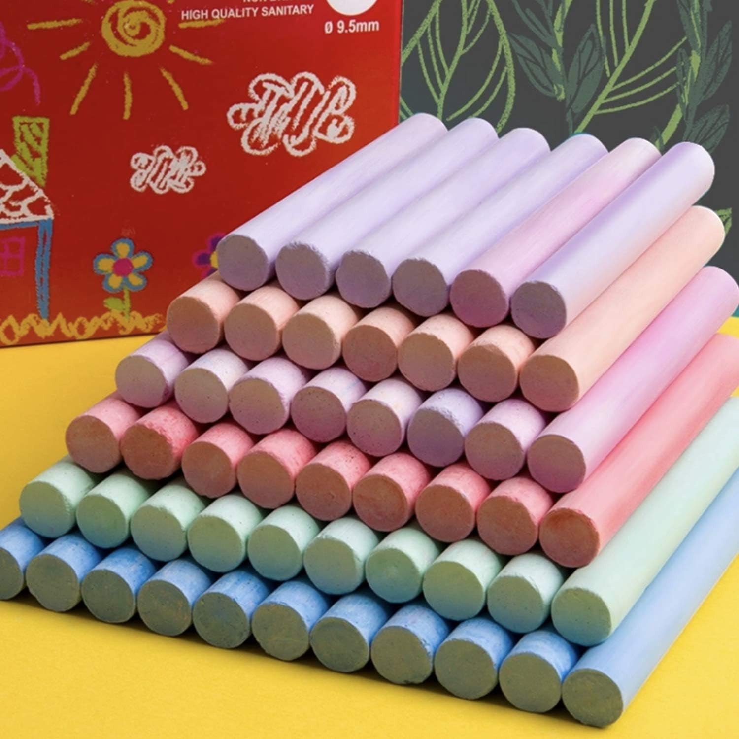 100 Pieces 5 Colors Chalk Set NonToxic for Teachers and Kids School