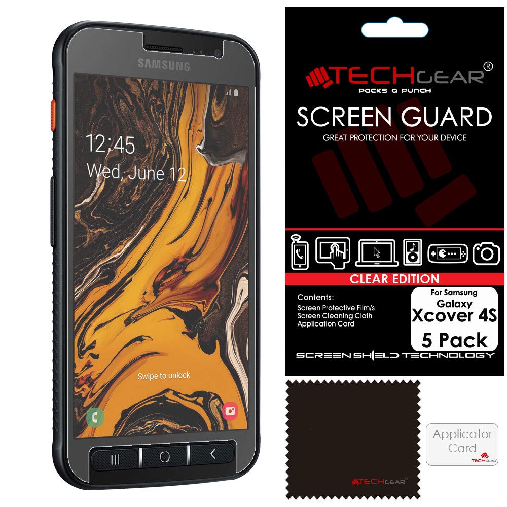 TECHGEAR [5 Pack] Screen Protectors for Galaxy Xcover 4S, CLEAR LCD Film Screen Protectors Cover Guards Compatible with Samsung Galaxy Xcover 4s