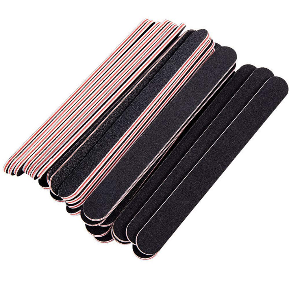 24 PCS Nail File Emery Board Professional Double Sided 100/180 Grit Black Manicure Pedicure Tool for Acrylic Nails and Natural Nails for Home and Salon Use