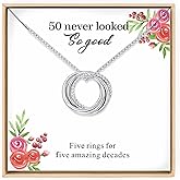 Annamate Birthday Gifts for Women Sterling Silver 30th 40th 50th 60th 70th 80th 90th Birthday Necklace For Her 3 4 5 6 7 8 9 Decade Jewelry 30 40 50 60 70 80 90 Years Old
