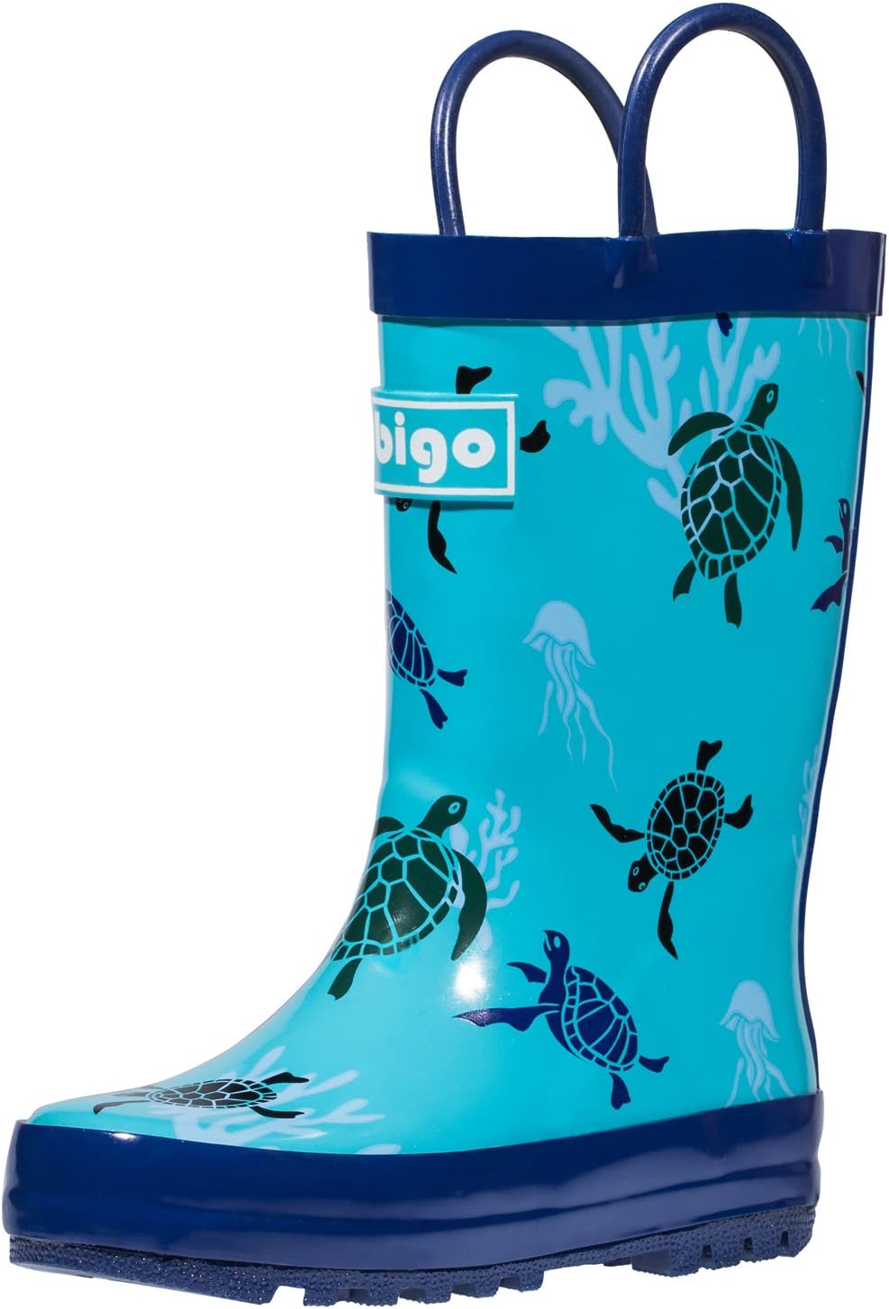 Children's Natural Rubber Rain Boots with Handles Easy for Little Kids & Toddler Boys, Pattern …