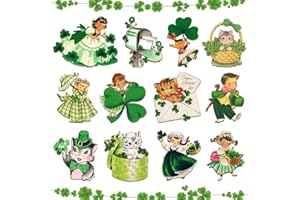 CMUSKO St. Patricks Day Ornaments for Tree-24Pcs Vintage St. Patricks Decorative Hanging Ornaments Shamrocks Wood Signs for Irish St. Patrick's Day Party Supplies