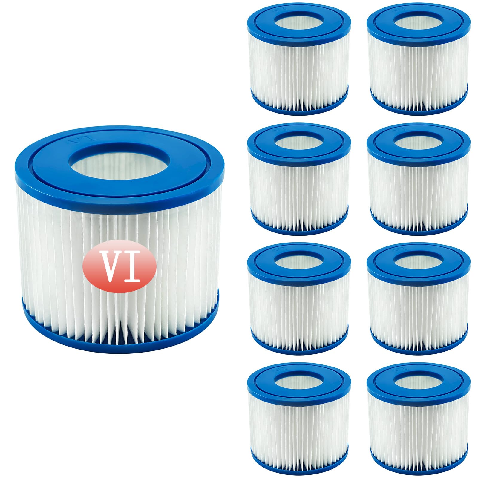 Denkmsd Cartridge VI Pool Filter for Spa, Cartridge for Size VI Compatible with Pumps for Miami, Vegas, Palm Springs, Monaco (8 Pieces)