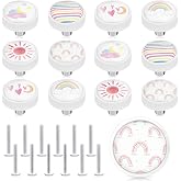 Fumete 12 Set Rainbow Knobs for Dresser Drawers Pull for Kids Girls | Round Soft Rubber Pastel Drawer Knob Pull Silicone Cabinet Drawer Knobs for Baby Girls Kids Dresser Room Nursery