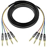 EBXYA 4-Channel 1/4 Inch TRS Snake Cables 3ft