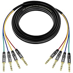 EBXYA 4-Channel 1/4 Inch TRS Snake Cables 3ft