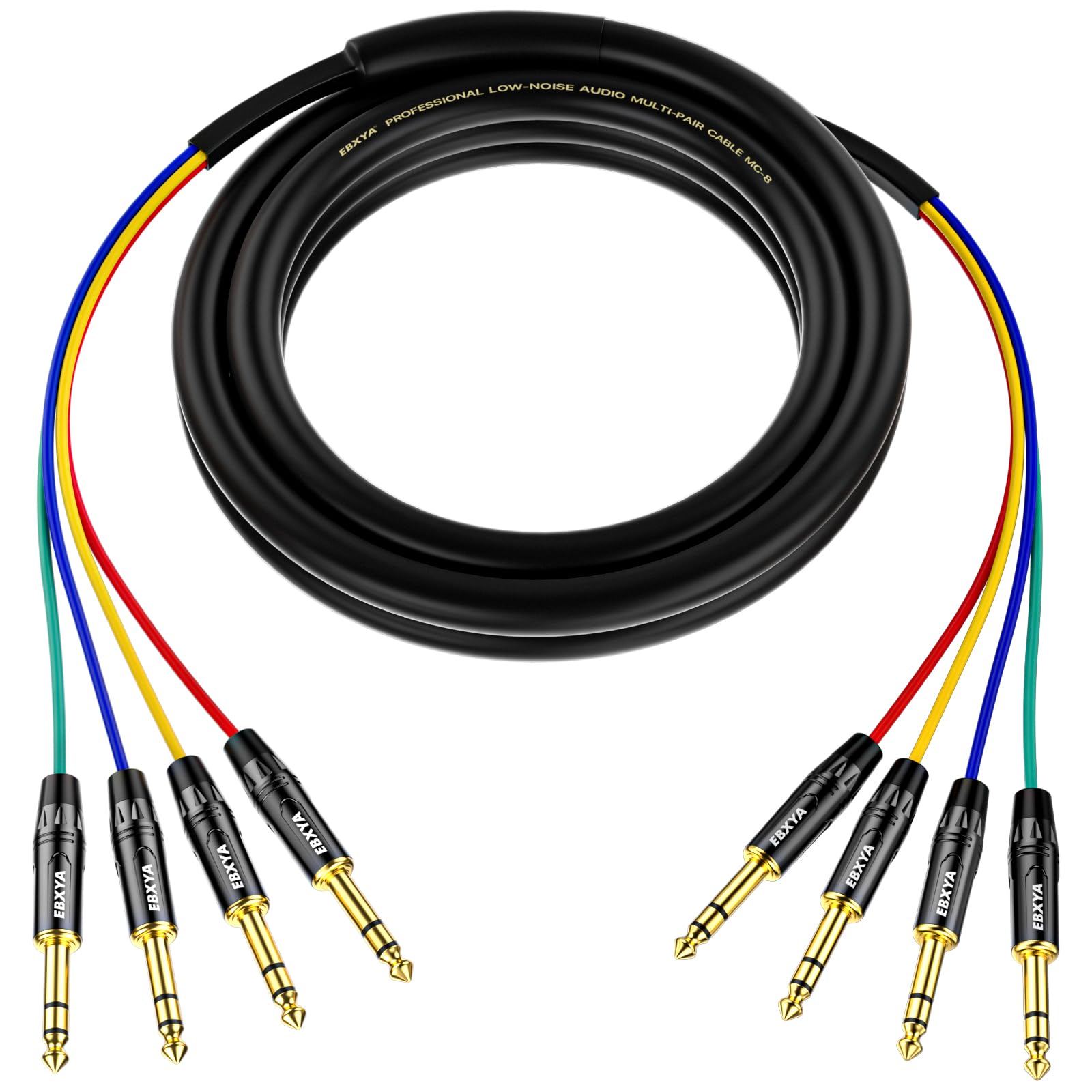 EBXYA 4-Channel 1/4 Inch TRS Snake Cables 3ft