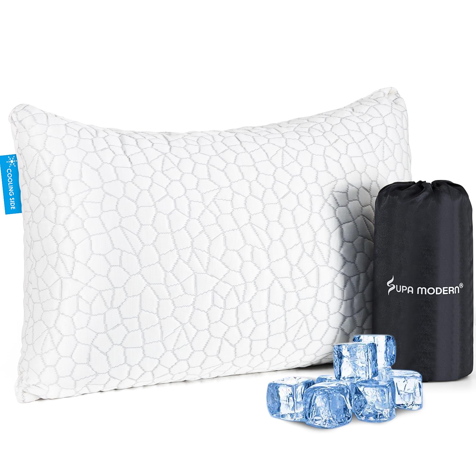 Photo 1 of SUPA MODERN Cooling Bed Pillows for Sleeping 1 Pack Small Shredded Memory Foam Pillow Camping Travel Pillow - Compressible Medium Firm, Breathable Cover, ideal Backpacking Hiking, Airplane and Car
