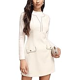 M.Infisavo 2026 Women Tweed Dress Spring Summer V Neck Sleeveless A Line Pockets Work Casual Jackie Dresses