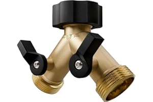 ENNSOO Garden Hose Splitter 2 Way Heavy Duty, Y Connector Brass Garden Hose Adapter, Hose Bib Splitter with 2 Extra Rubber Washers, Water Hose Splitter, Hose Spigot, Connectors & Accessories
