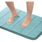 Flamingo P Memory Foam Shower Bathroom Mat Rug Soft Non Slip Bath Mats Machine Washable, 24x17 Inches, Aqua Green