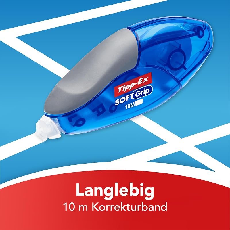 Tipp-Ex Korrekturroller Soft Grip, Korrekturmaus, 10 m x 4,2 mm, 10er-Pack, ideal für das Büro, das Homeoffice oder die Schule