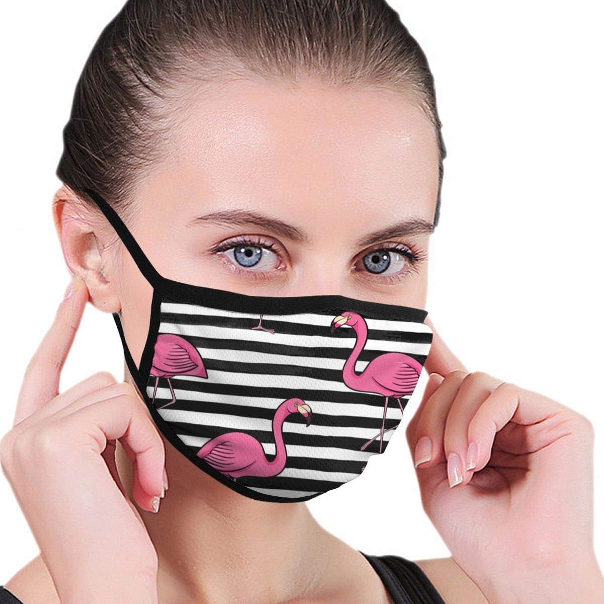 Hand Drawn Pink Flamingo Face Mask Reusable Washable For