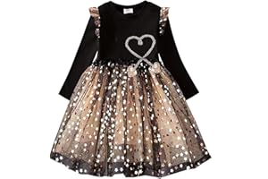 VIKITA Toddler Girls Dresses Winter Long Sleeve Tutu Party Dress for Girl 2-12 Years Xmas Gift
