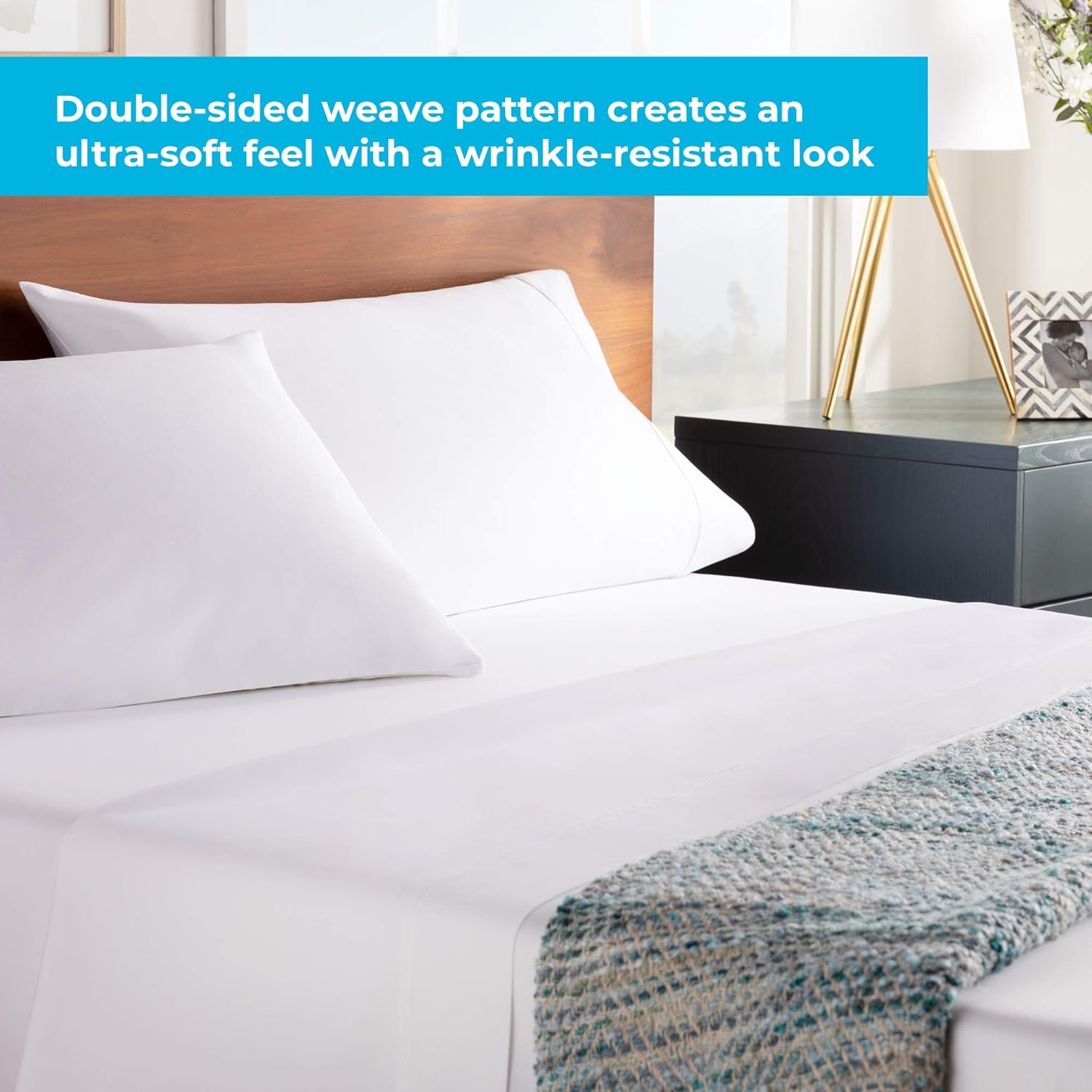 Linenspa 600 Thread Count Ultra Soft, Deep Pocket Cotton Blend Sheet Set - Queen - White: Home & Kitchen