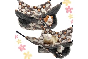 Rgbpro 2Pcs Straps are Adjustable Guinea Pig Rat Hanging Warm Plush Hammock Ferret Cage Accessories for Small Animals Chinchilla Sugar Glider Ferret Squirrel,Brown ﻿