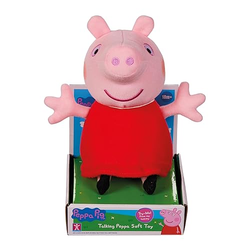 Peppa Pig Talking Red Dress Peppa, Preschool Soft Toy, Talking Plush, 20cm