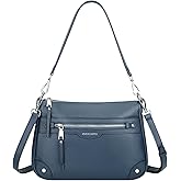 Over Earth Soft Genuine Leather Crossbody Bags for Women Medium Shoulder Purses Hobo Handbags with Multi Pockets