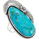 Turquoise Ring Sterling Silver 925 Genuine Gemstones Size 6 to 11
