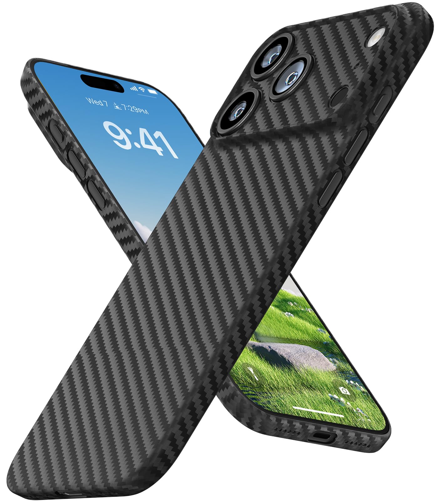 memumi Ultra Thin Case for iPhone 17 Pro 0.3 mm, [No-Case Feeling] Carbon Fiber Pattern Matter Compatible with iPhone 17 Pro Slim Cover with Minimalist and Lightweight Design, Black