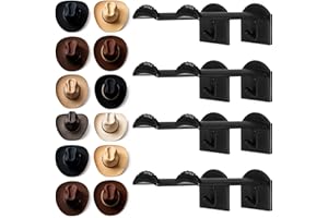 Dntorx 2.9 Inch Hat Hooks for Wall, 8 Pack Cowboy Hat Holder Wide Brimmed Hat Rack Organizer Strong Adhesive Cowboy Hat Hangers Storage Wall Mount for Cowboy, Sun Hats, Baseball Caps (Black)