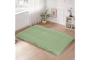 LUCKY MONET 100% Cotton Floor Futon Mattress Cover (Only Cover), Soft Skin-friendly Washable Zippered Futon Cover for Traditional Japanese Floor Futon Mattress, Tatami Mattress Cover Dustproof Cover (Twin, Green)