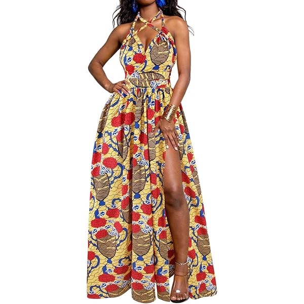 Afrikaanse print Oranje Kente Infinity Multiway Maxi Jurk Afrikaanse print Oranje Kente Infinity Multiway Maxi Jurk